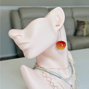 Red-Orange Gradient Cherry Drop Earrings